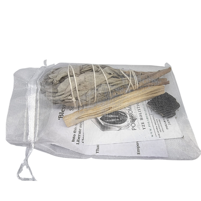 SELF BLESSING &amp; PROTECTION KIT AAA Grade WHITE SAGE SMUDGE STICK 4&quot; /PALO SANTO 4&quot; / TOURMALINE CRYSTAL HOME CLEANSING 