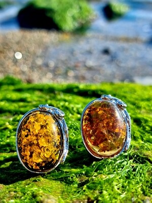 Amber Ring Silver Adjustable