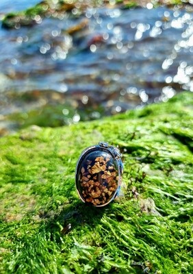 Shinning Oval Stone Ring Bezel Setting Adjustable Unisex 