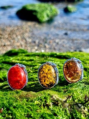 Shinning Oval Stone Ring Bezel Setting Adjustable Unisex 
