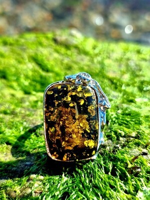 Shinning Stone Ring Bezel Setting Adjustable Unisex Requtangular Square Shape 