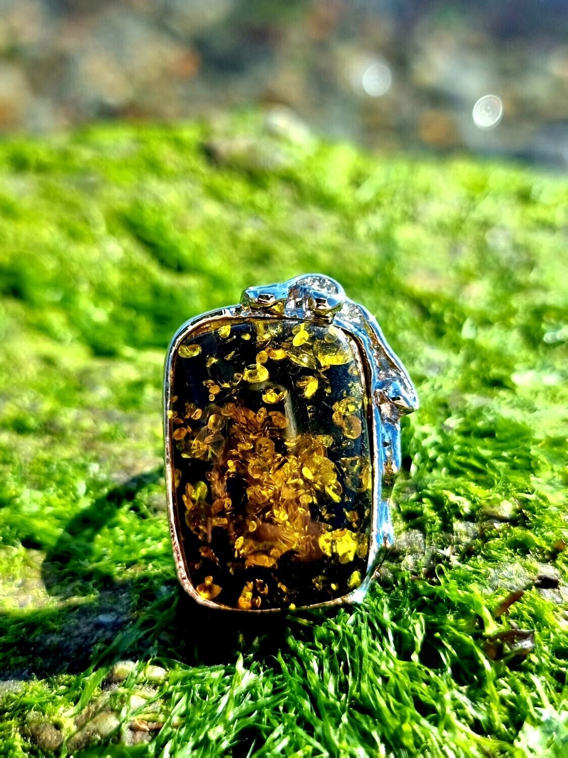 Shinning Stone Ring Bezel Setting Adjustable Unisex Requtangular Square Shape 