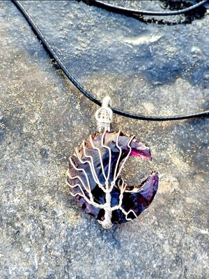 Amethyst Crystal Moon Purple Pendant " I love you to the moon and back " Necklace Healing Raw Quartz Gemstone Tree of Life Wire 925 Silver Wrapped Crystal