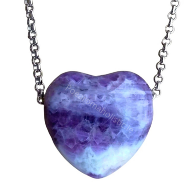 Amethyst Crystal Heart Pendant Necklace 925 Sterling Silver Amethyst Crystal Heart Pendant Necklace 925 Sterling Silver