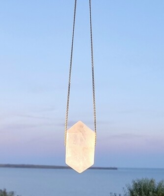 Rose Quartz Crystal "Unconditional Love " Amulet Pendant Silver/ Gold
