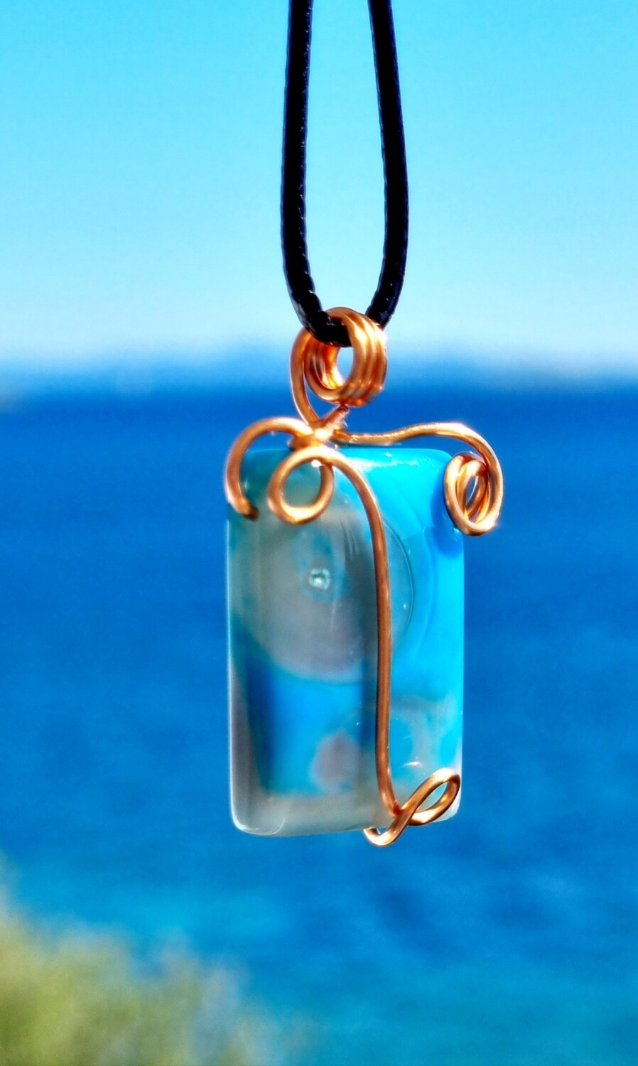 Blue Onyx Crystal Amulet Pendant Necklace 