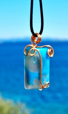 Blue Onyx Crystal Amulet Pendant Necklace 