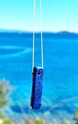 Lapis Lazuli / Ryrite infusions "Good Luck" / "Love me" Harmony &amp; Self Confidence Amulet 4cm 925 pure Sterling Silver 