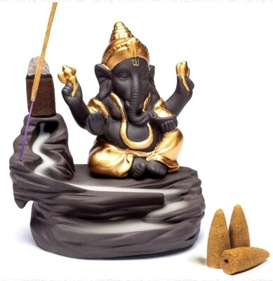 Ganesh Incense Burner Backflow Cones and Sticks