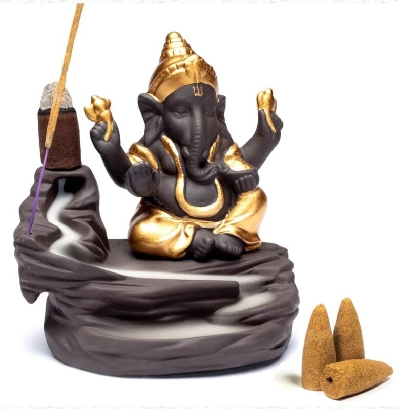 Ganesh Incense Burner Backflow Cones and Sticks
