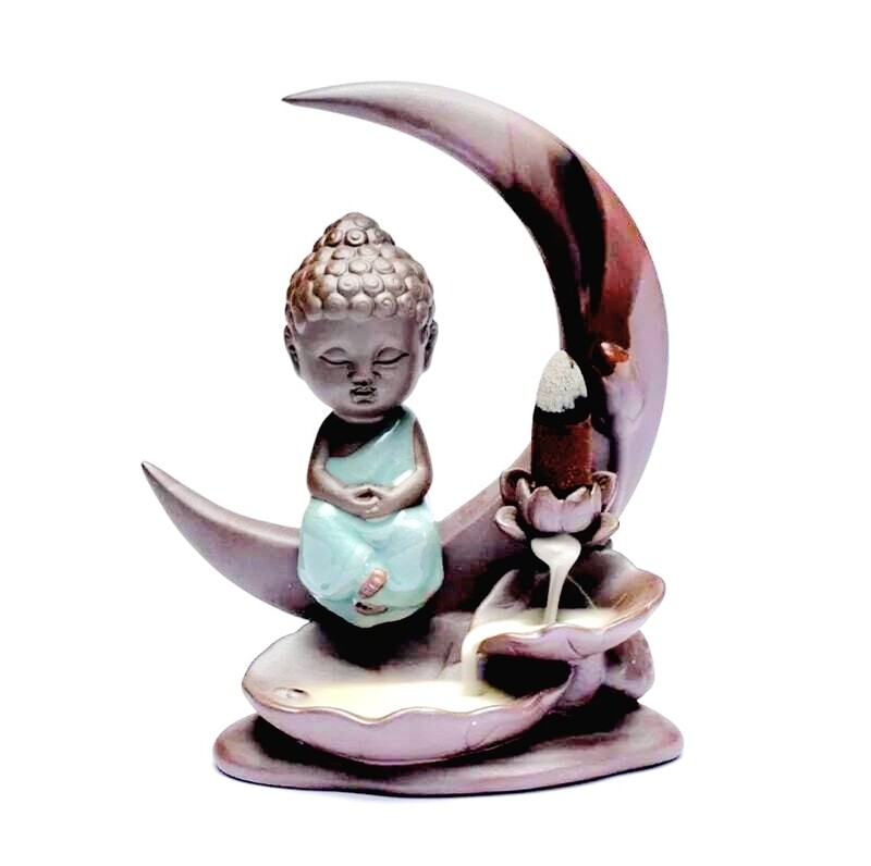 Backflow Cone  Incense Burner Buddha on Moon