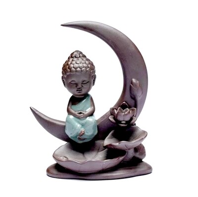 Backflow Cone  Incense Burner Buddha on Moon