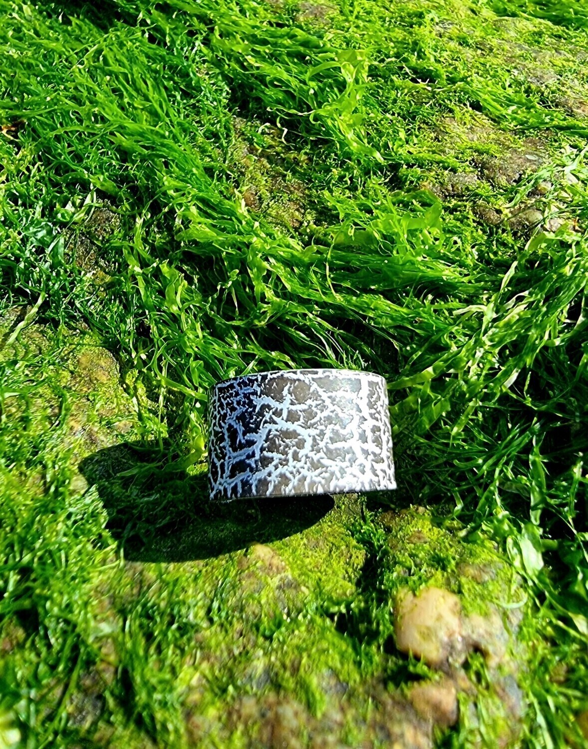 Copper cracked wood colour adjustable ring 