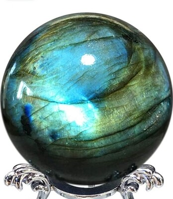 Natural labradorite sphere rock quartz crystal ball healing ornament specimen ±50mm