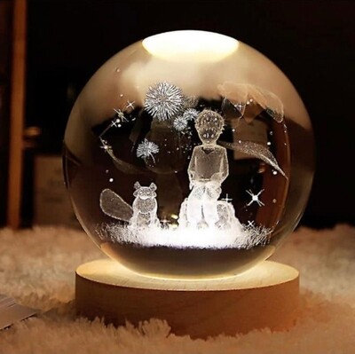 LITTLE PRINCE WITH FOX CRYSTAL GLOBE LED LIGHT BALL LAMP MULTICOLOUR 
