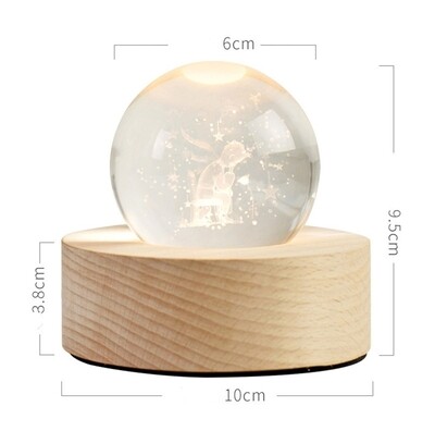 LITTLE PRINCE WITH ROSE Memories CRYSTAL BALL LED LIGHT LAMP MULTICOLOR WITH GIFT BOX COMPLETE MULTICOLOUR