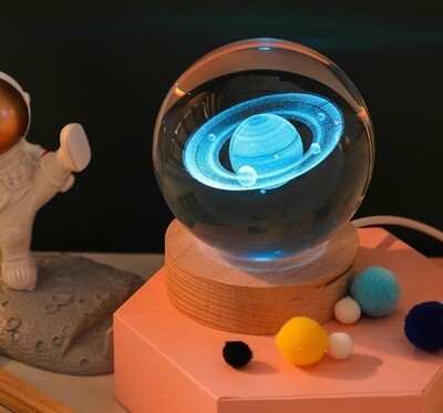 SPACE GLOBE CRYSTAL BALL LED LIGHT LAMP IN LUXURY GIFT BOX MULTICOLOUR.