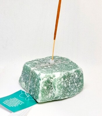 Green Calcite Quartz Crystal Incense Holder Stand Large Natural Stone 