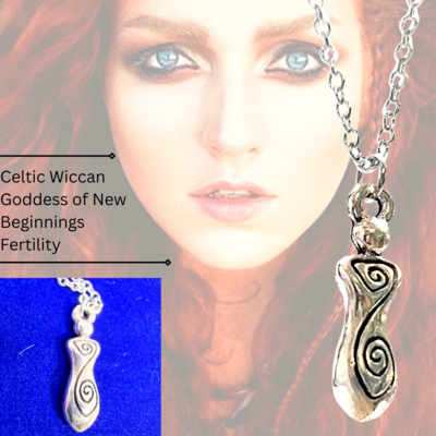 CELTIC WICCAN GODDESS OF NEW BEGINNINGS - FERTILITY, ABUNDANCE PENDANT NECKLACE 
