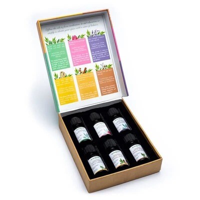 White Sage Essential Oil Gift Set of 6 - White Sage with Lavender,  Rose, Palo Santo, Sandalwood and Frankincense 