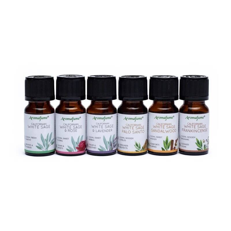 White Sage Essential Oil Gift Set of 6 - White Sage with Lavender,  Rose, Palo Santo, Sandalwood and Frankincense 