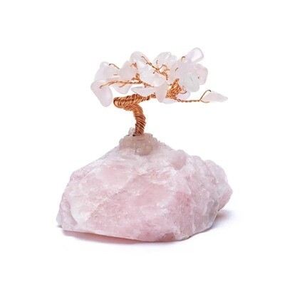 Rose Quartz Crystal Tree of Life Gemstone