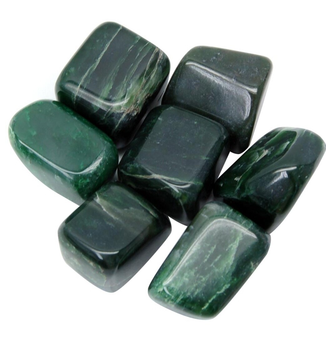 Dark green Nephrite Jade Tumbled Crystal 