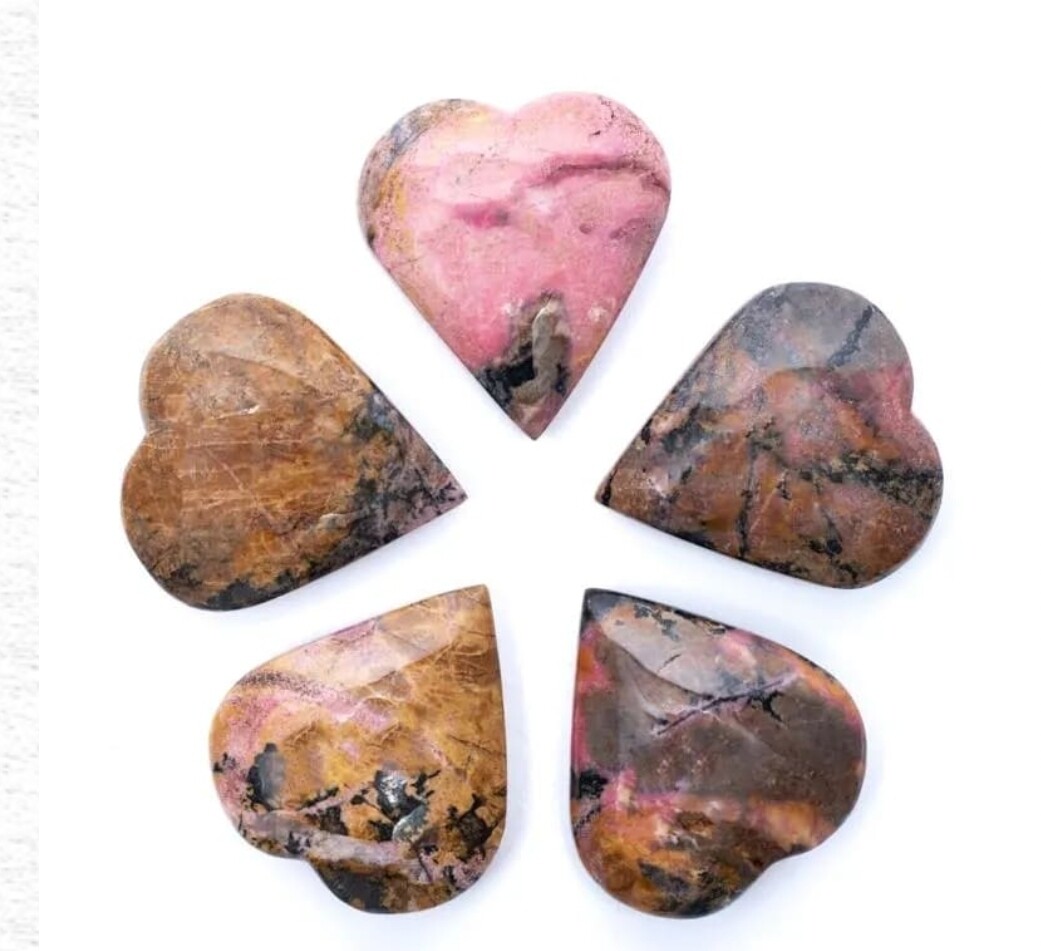 Rhodonite Crystal Heart Stone