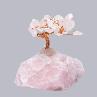 Rose Quartz Crystal Tree of Life Gemstone 