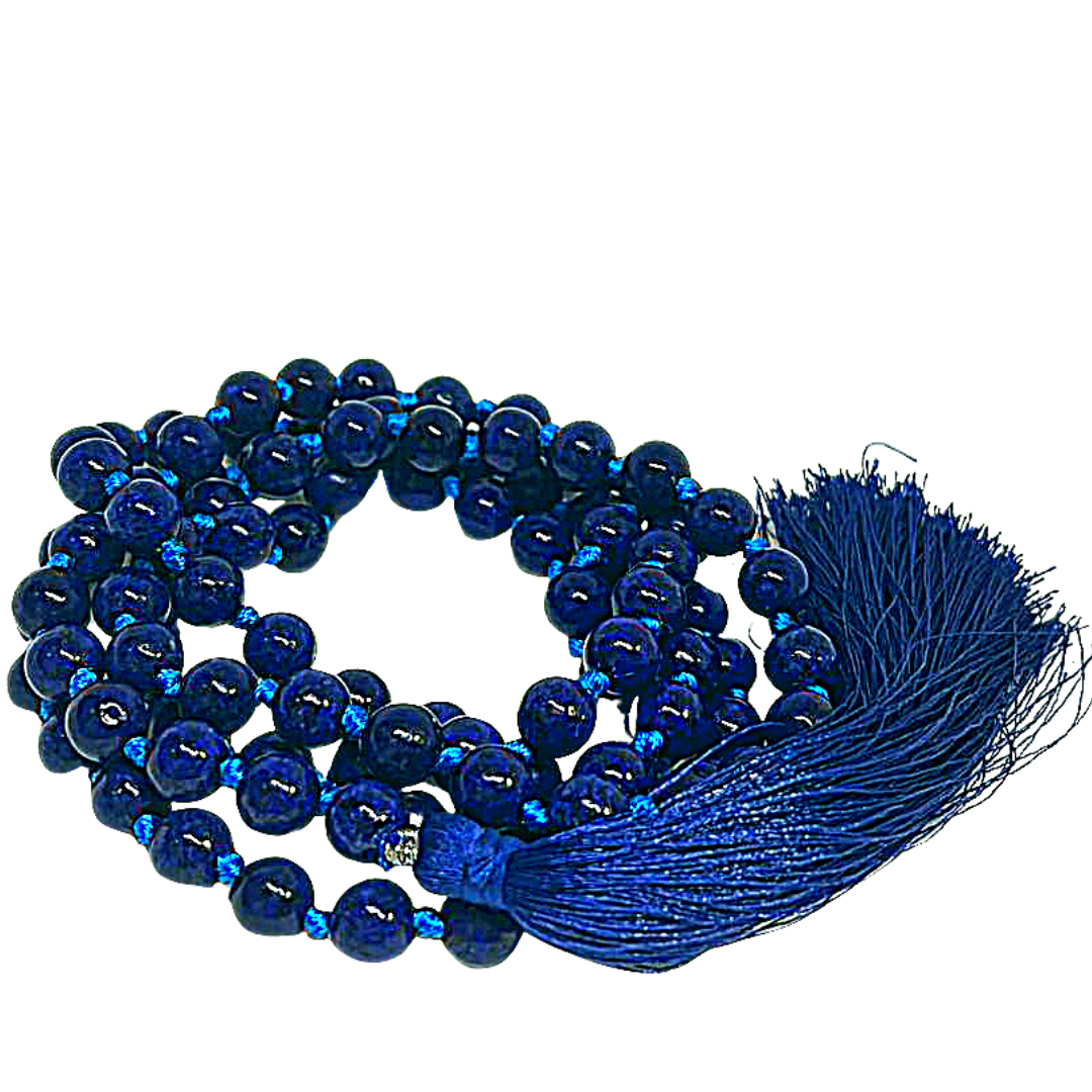 Lapis Lazuli Crystal Tassel Mala Beads/ Necklace 