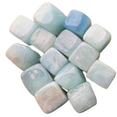 Aquamarine Crystal Cube Squared Tumbled Stone Blue