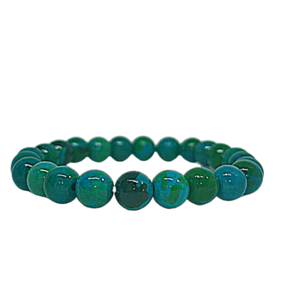 Chrysocolla Bead Bracelet Crystal  Calms/ Re - Energies 