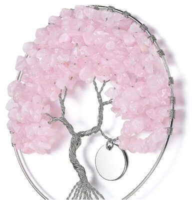 ROSE QUARTZ TREE OF LIFE GEMSTONE DREAMCATCHER PINK UNCONDITIONAL LOVE CRYSTAL 