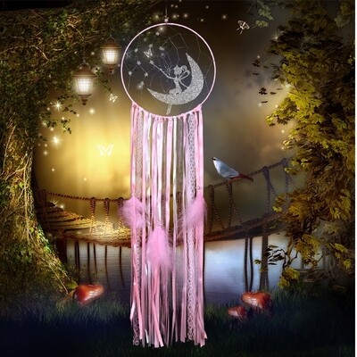 Fairy DreamCatcher Pink Wall Hanging Decoration