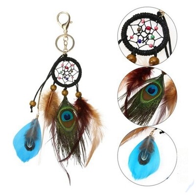 DREAMCATCHER PEACOCK MULTICOLOUR KEYCHAIN CAR BAG ACCESSORY 