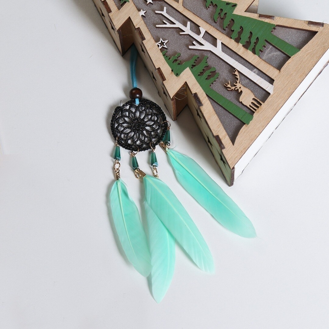DREAMCATCHER AQUA / BLACK FEATHER SWAROVSKI CRYSTALS