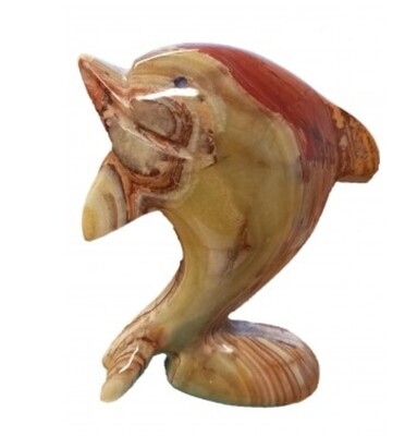 Hand Carved Green Onyx Doulphine 4&quot;