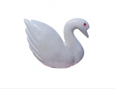 White Hand Carved Marble Swan 4&quot;