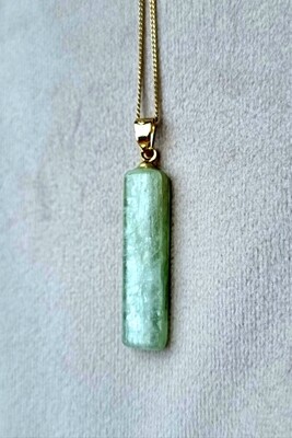 Green Kyanite Crystal " Soul & Spirit" Amulet 925 Gold