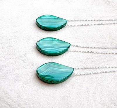 Malachite Crystal Amulet Pendant Necklace Genuine Gemstone 