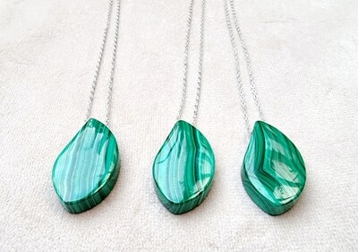 Malachite Crystal Amulet Pendant Necklace Genuine Gemstone 