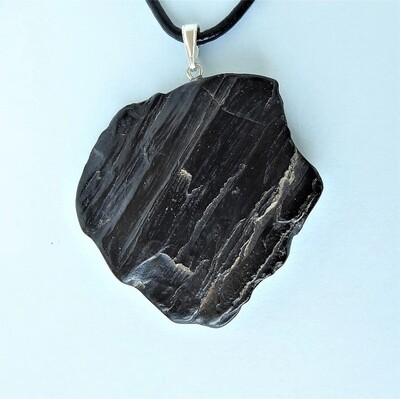 Black tourmaline gemstone pendant
