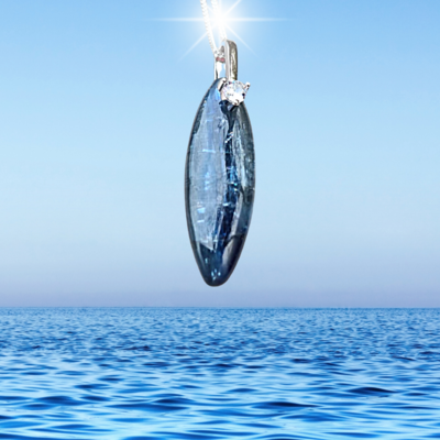 Blue Kyanite Amulet Pendant Necklace 925 sterling silver