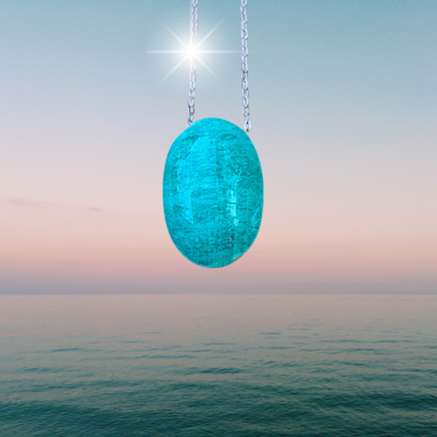 Green Amazonite Amulet Pendant Crystal Necklace 925 Silver / Gold