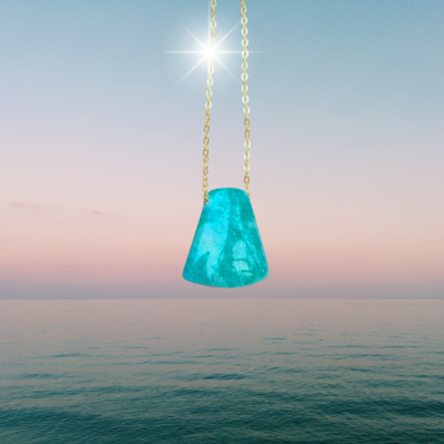 Green Amazonite 925 Silver / Gold Pendant Crystal Necklace 