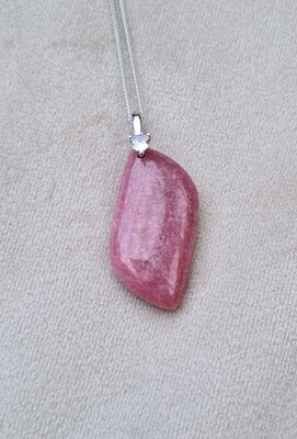Thulite Crystal 925 Sterling Silver Amulet Necklace