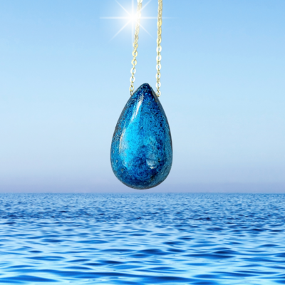 Chrysocolla Earth Power Сrystal Amulet 925 Sterling Silver / Gold.