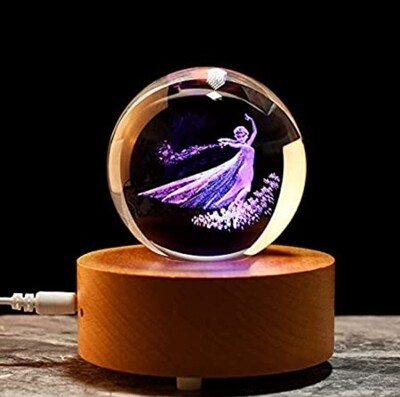 ELSA GLOBE MEMORIES CRYSTAL BALL LED LIGHT LAMP SPHERE MULTICOLOUR 