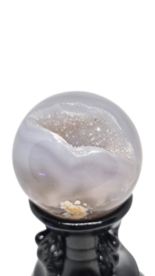Sakura Grey Agate Crystal Druzy Cave Sphere