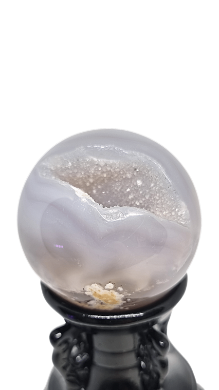 Sakura Grey Agate Crystal Druzy Cave Sphere 